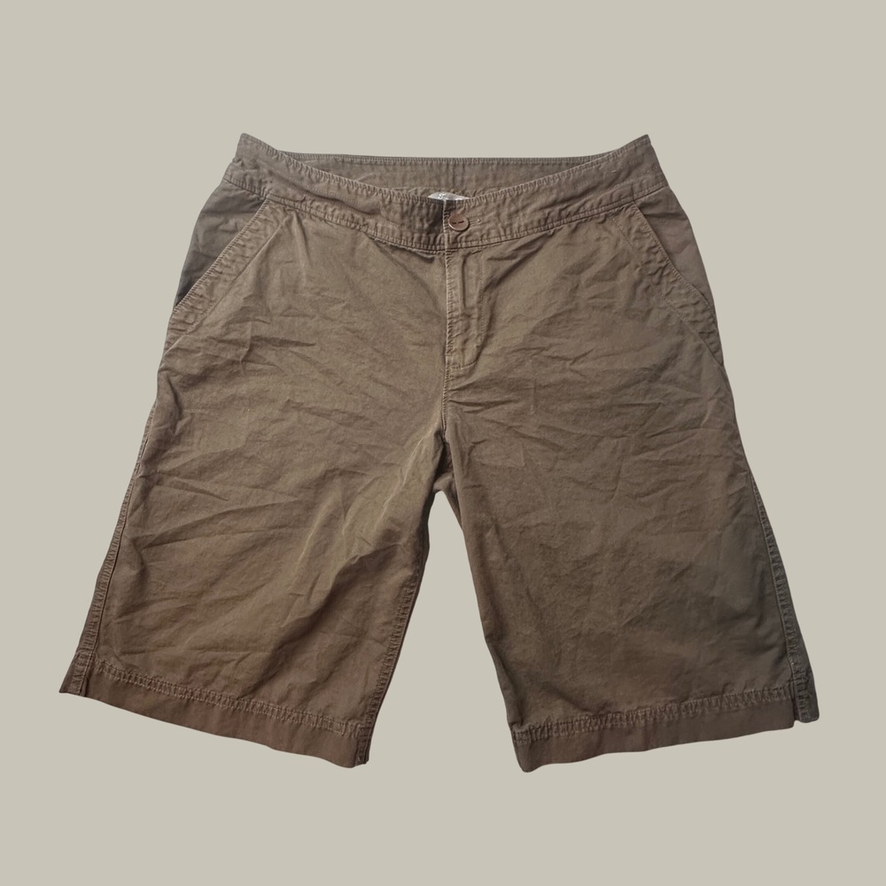 Tommy Bahama Shorts Womens 8 Brown Cotton Twill Mid Rise Utility Flap Pocket